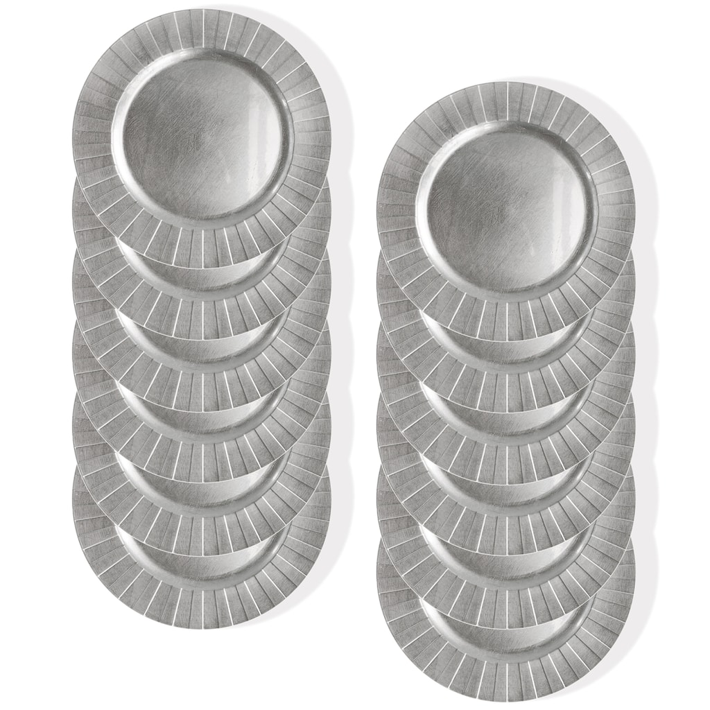 Burst Silver Charger Plate 13" Set of 12 - 13" Dia x 0.5" H