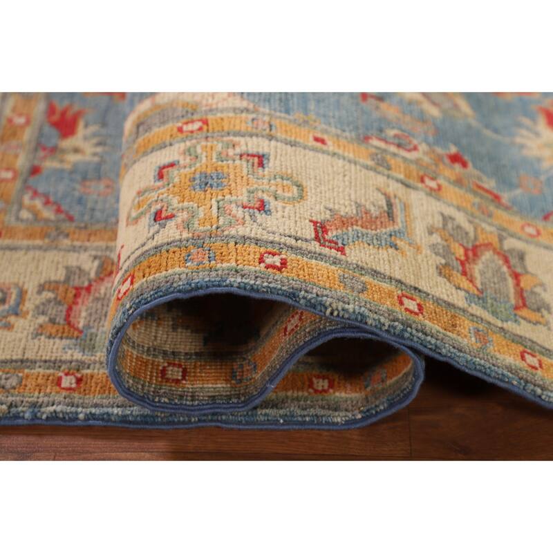 Traditional Blue Kazak Accent Rug Hand-Knotted Wool Carpet - 3'4"x 5'2"