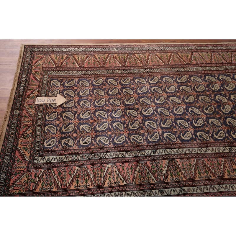 All-Over Bokhara Oriental Foyer Rug Handmade Wool Carpet - 4'1" x 6'2"