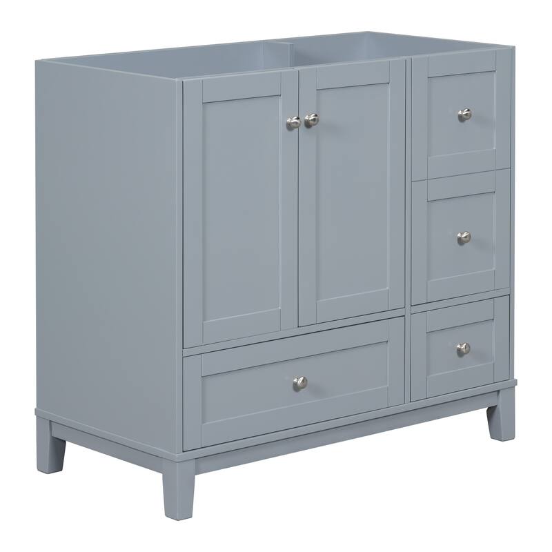Modern 36-Inch Bathroom Vanity with USB Drawer Charging, Solid Wood Base, and Painted Finish(Sink not included) - 17.5in L