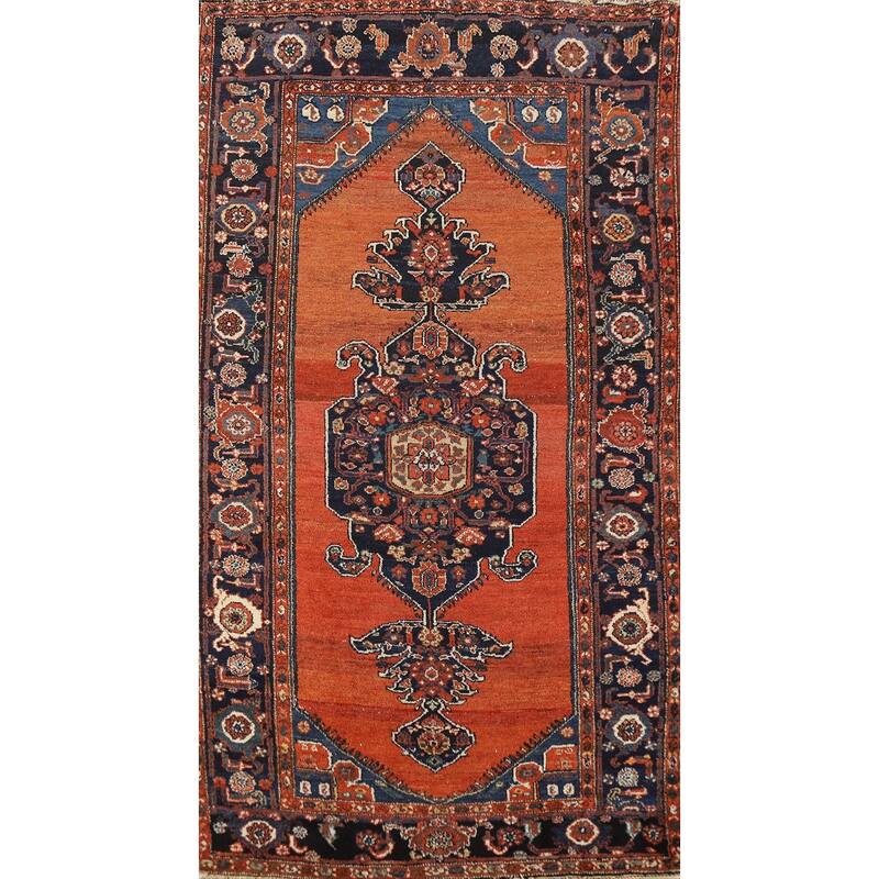 Hand Knotted Oriental 100% Wool Carpet Traditional Medallion Oranges & Rust Malayer Area Rug - 8' 0'' X 4' 6''