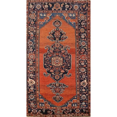 Hand Knotted Oriental 100% Wool Carpet Traditional Medallion Oranges & Rust Malayer Area Rug - 8' 0'' X 4' 6''