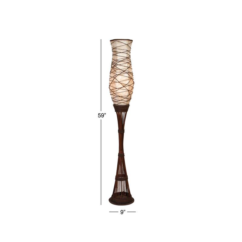 Bamboo Wood Room Floor Lamp - Brown - Roche River Decor