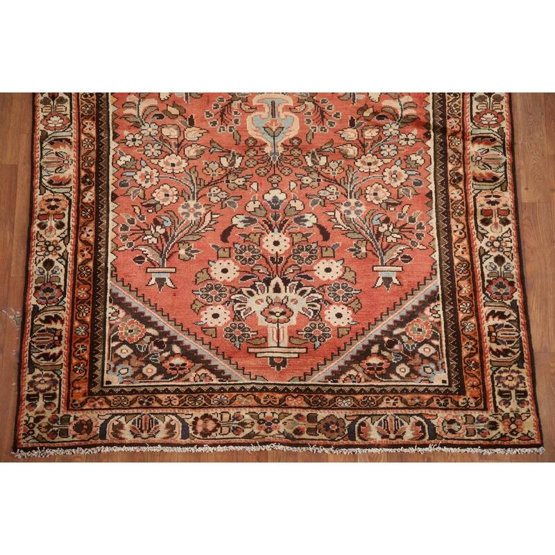 Hand Knotted Oriental 100% Wool Carpet Traditional Floral Oranges & Rust Lilian Area Rug - 10' 8'' X 4' 9''
