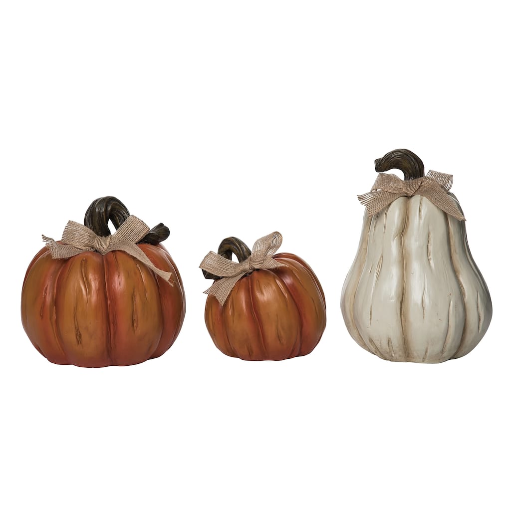 Transpac Resin 9 in. Multicolor Harvest Decorative Pumpkins Set of 3