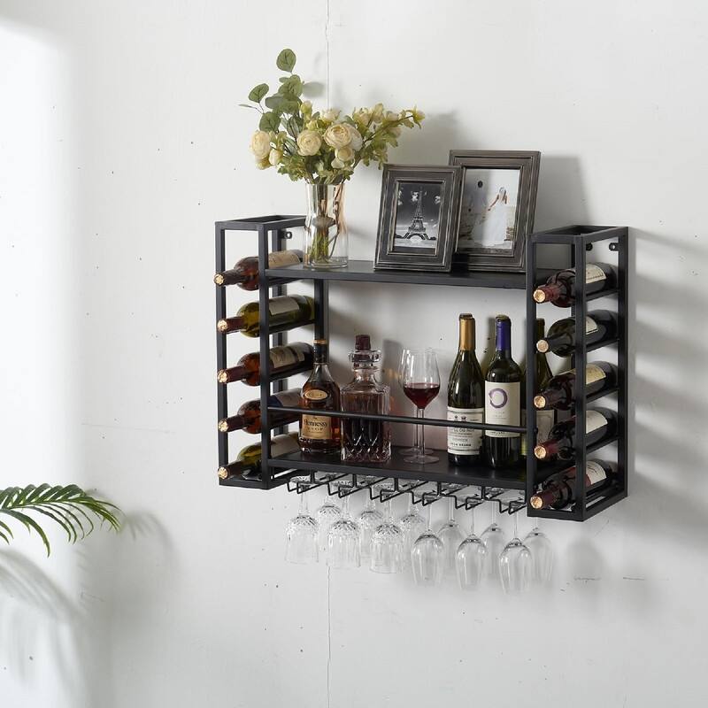 Wall Mounted Wine Rack - 32.76"D x 9.84"W x 21.65"H