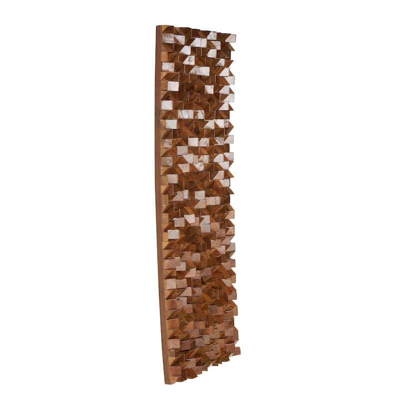 Brown Mango Wood Handmade 3D Cube Inspired Panel Geometric Home Wall Decor