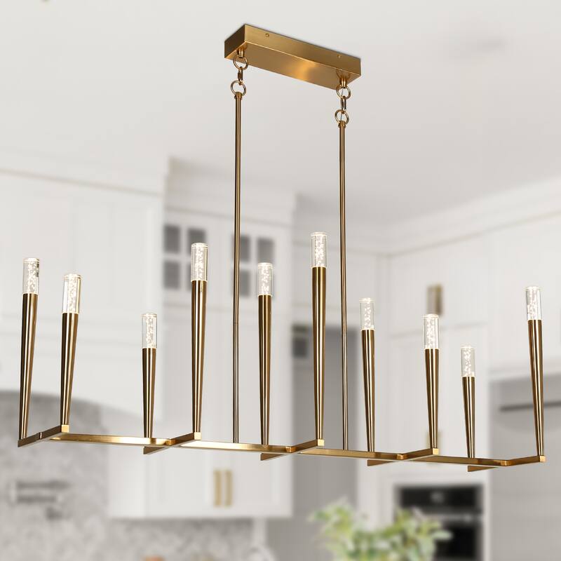 Modern Gold 10-Light Island Chandelier for Kitchen Island Dining Room
