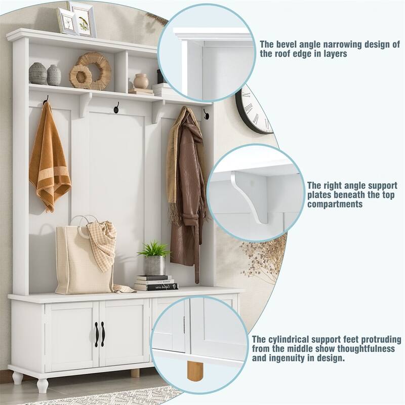 Merax Modern Style Hall Tree with Storage Cabinet and 2 Large Drawers
