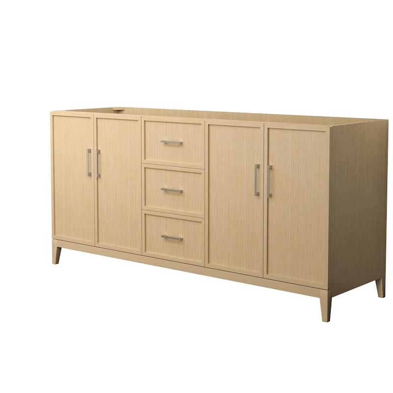 Elan 72-inch Double Vanity Cabinet - White Oak, Nickel Trim, No Top