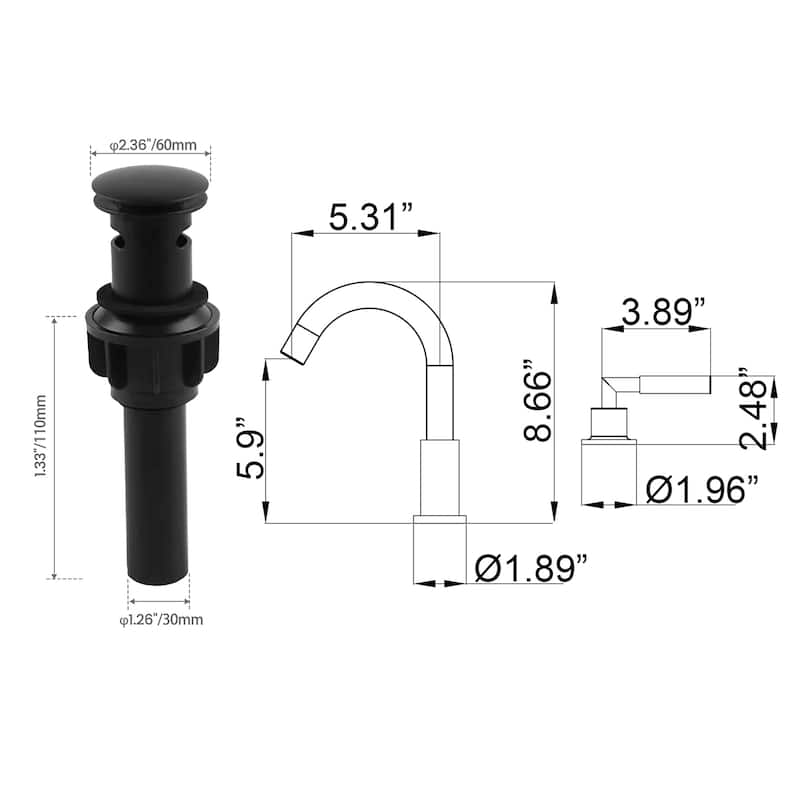 8.7"H Stainless Steel Widespread 2-handle Bathroom Sink Faucet