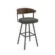 preview thumbnail 13 of 37, Amisco Quinton Swivel Counter and Bar Stool Charcoal Grey Polyester / Black Metal / Brown Wood - Bar height