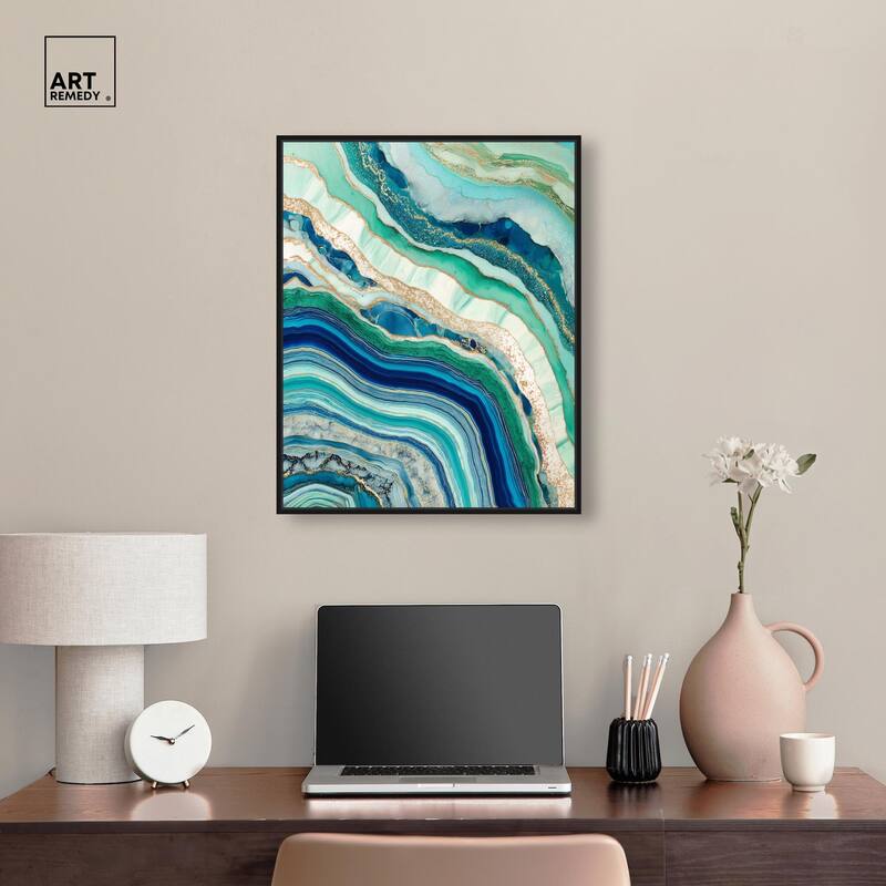 Blue Green Abstract Agate II Canvas by Art Remedy