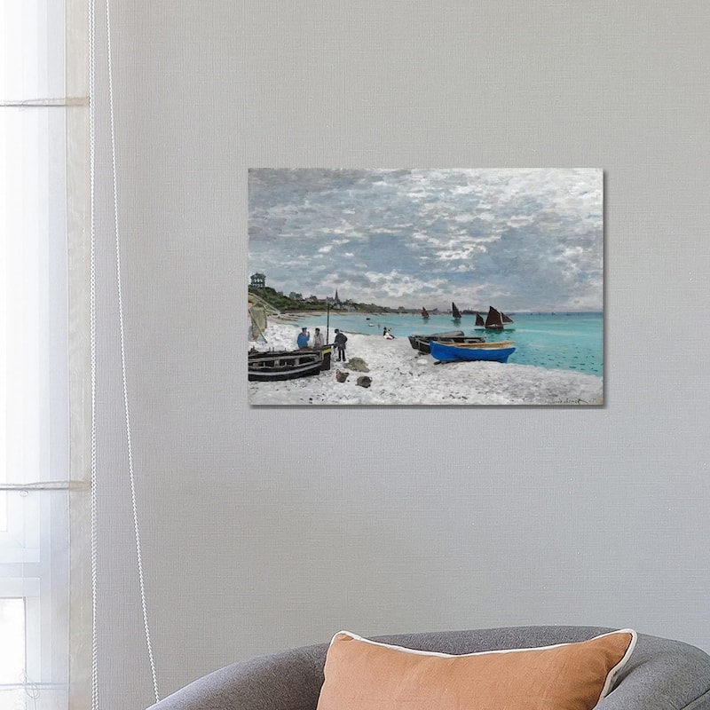iCanvas "The Beach at Saint-Adresse" by Claude Monet Canvas Print - 18x26x1.5