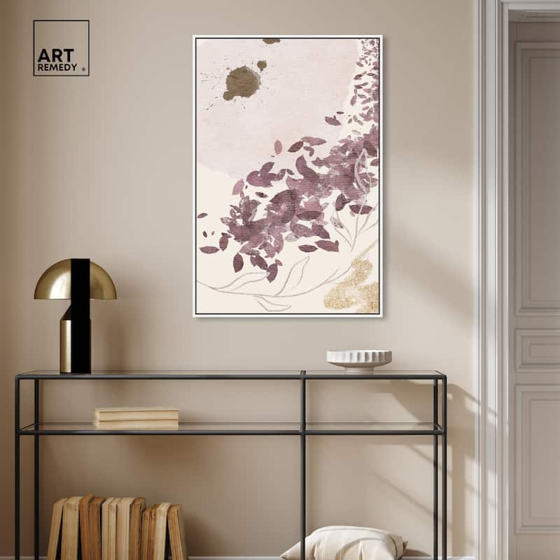 Art Remedy Golden Vineyards Framed Boho Abstract 1 Piece Canvas Wall Art