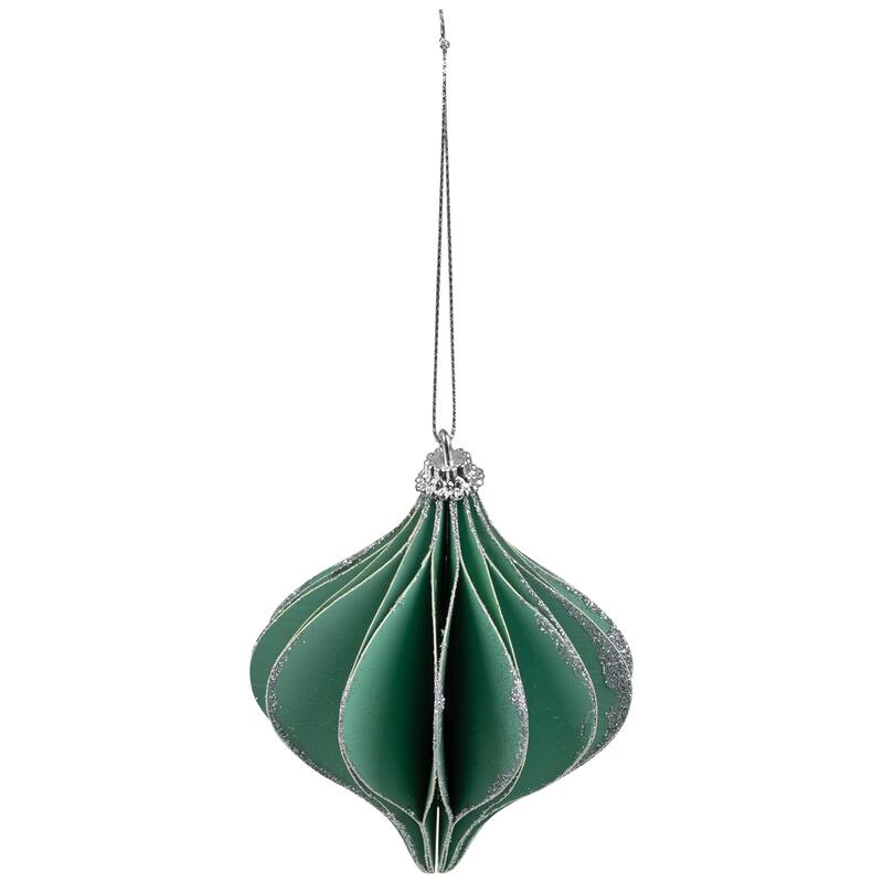 Glittered Onion Christmas Ornament - 4.25" - Green