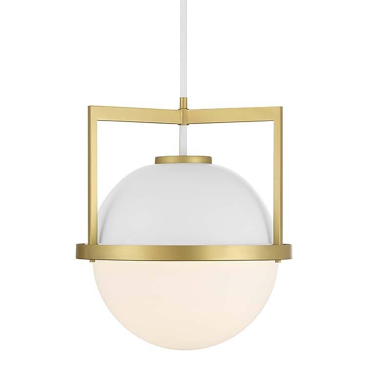 Savoy House 7-4600-1 Carlysle 15" Wide Pendant - White / Warm Brass