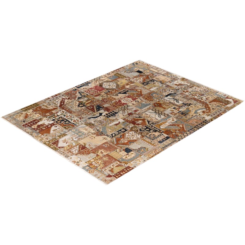 Patchwork One-of-a-Kind Hand-Knotted Area Rug, Multicolor - 9' 3" x 11' 10"