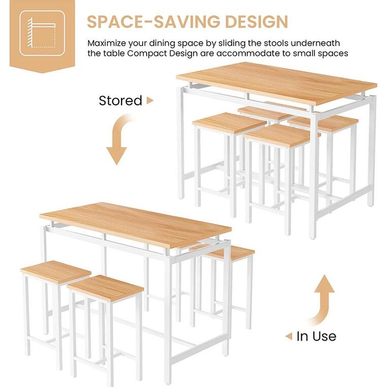 Mieres Modern Farmhouse Counter Height Pub 5-piece Dining Set