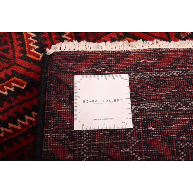 ECARPETGALLERY Hand-knotted Baluch Red Wool Rug - 3'1 x 6'1