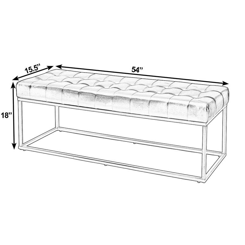 Knox 54 in. W Rectangular Leather and Iron Accent Bench