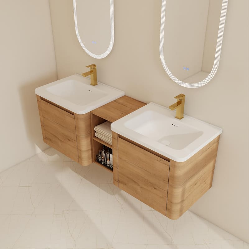 BNK 24''/28''/36''/40''/60''/68'' Bathroom Vanity With Sink, Floating Bathroom Vanity with Soft Close Doors and Shelf