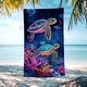 preview thumbnail 1 of 18, Sea Turtle Dolphin Large Beach Towel Quick Dry Absorbent 30"x60"/35"x70" Turtle - 30"x60"