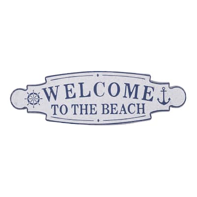 Metal Sign Welcome to the Beach Home Wall Decor - Blue - Roche River Decor