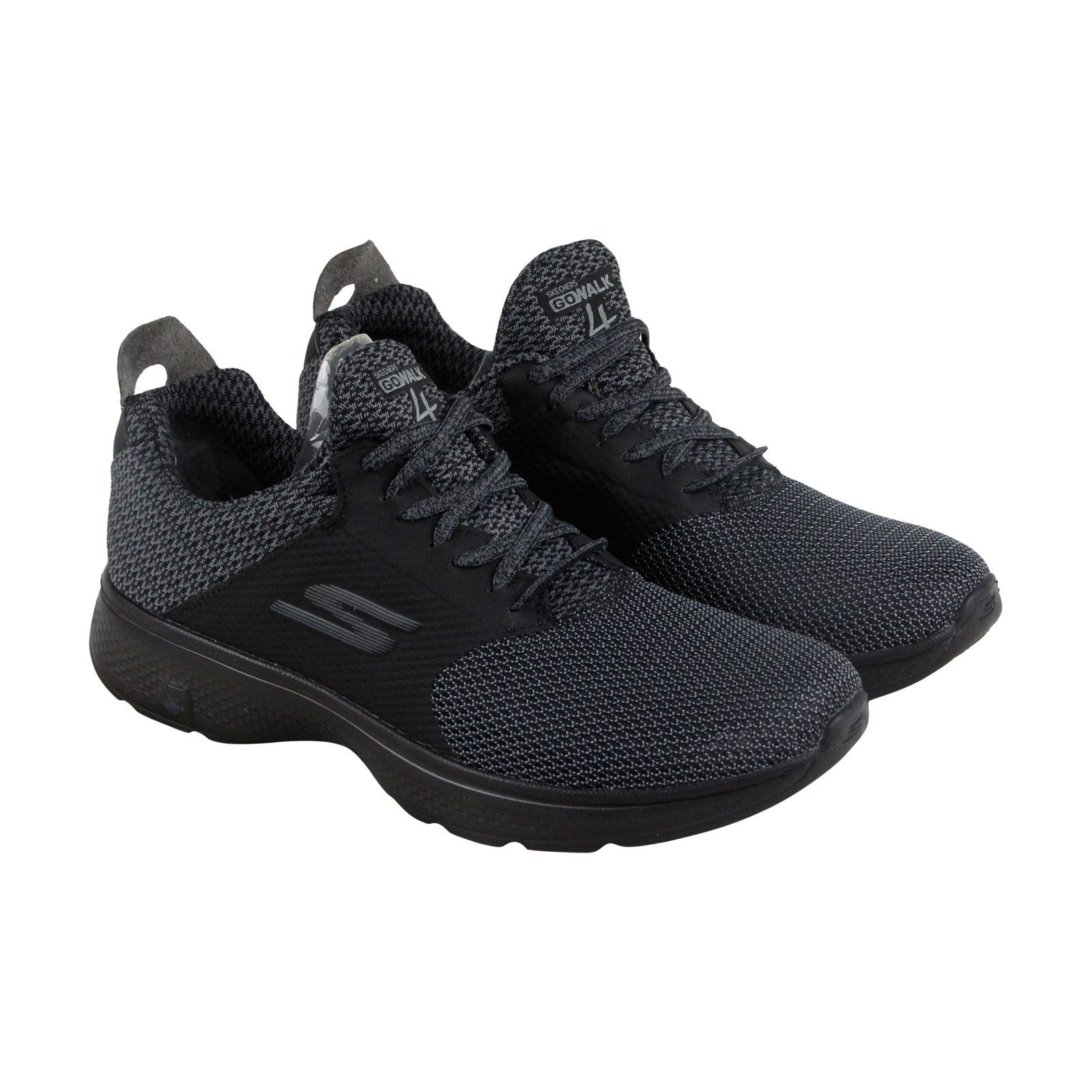 Skechers Gowalk 4 Instinct Mens Black Mesh Athletic Lace Up Training Shoes Skechers Gowalk 4 Instinct Mens Black Mesh Athletic Lace Up Training Shoes