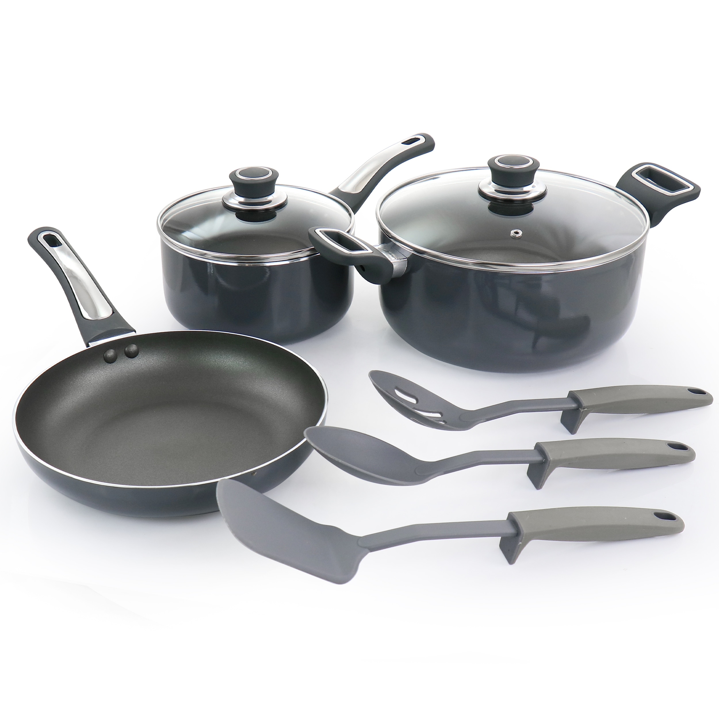 Country Kitchen Nonstick Induction Cookware Sets, 8 Piece Aluminum Pots and  Pans 