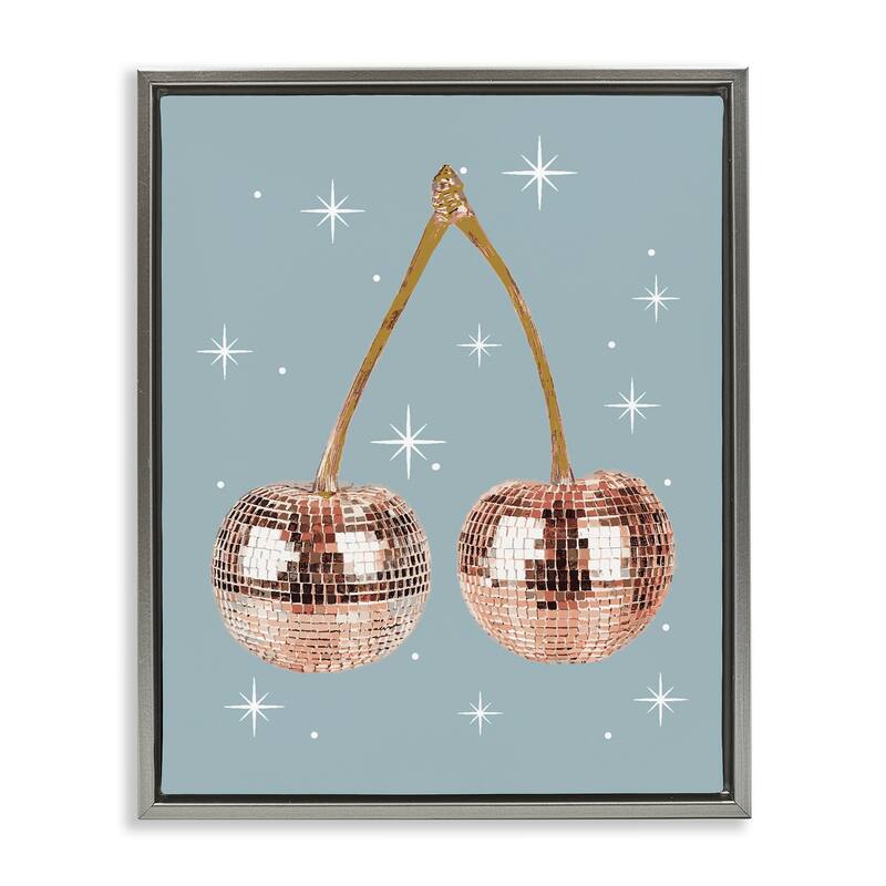 Stupell Luminous Glam Cherries Framed Floater Canvas Wall Art Design By Lil' Rue - 17 x 21 - Grey