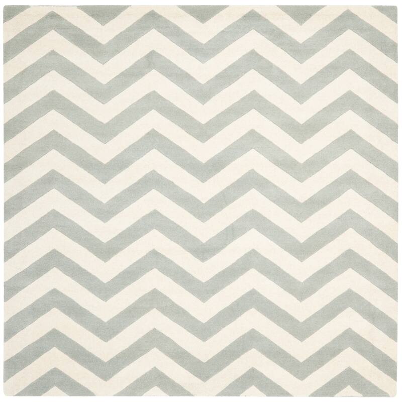 SAFAVIEH Handmade Chatham Traudel Modern Moroccan Wool Rug - 7' Square - Grey/Ivory