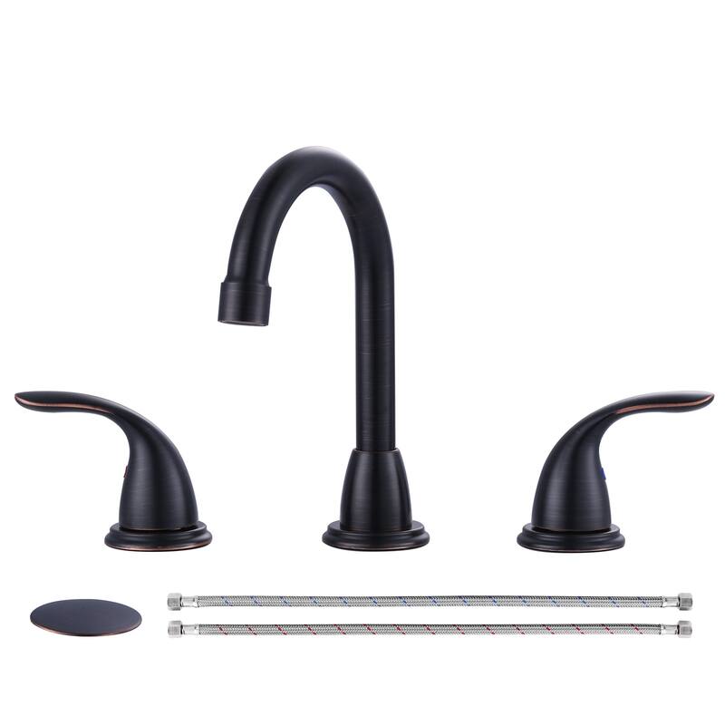 WOWOW 8 in. Widespread Double Handle Bathroom Faucet - Oil Rubbed Bronze