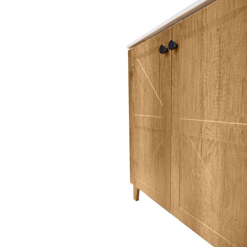 30" Folding Floor Cabinet with Ceramic Sink - Patented 1-Min Install, Space-Saving, American Style