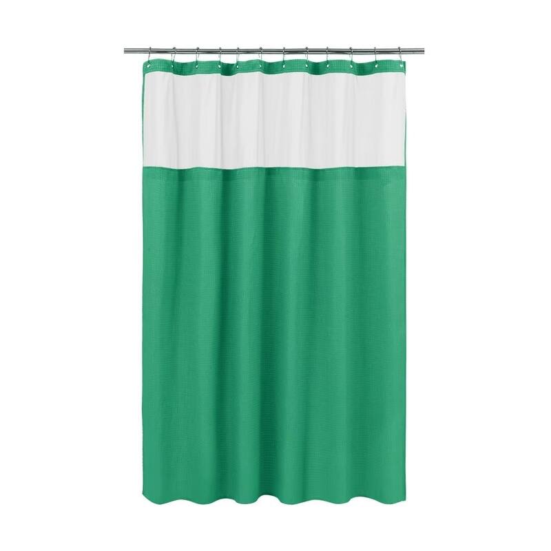 Waffle Weave Shower Curtain with Snap-in Liner 12 Hooks Included