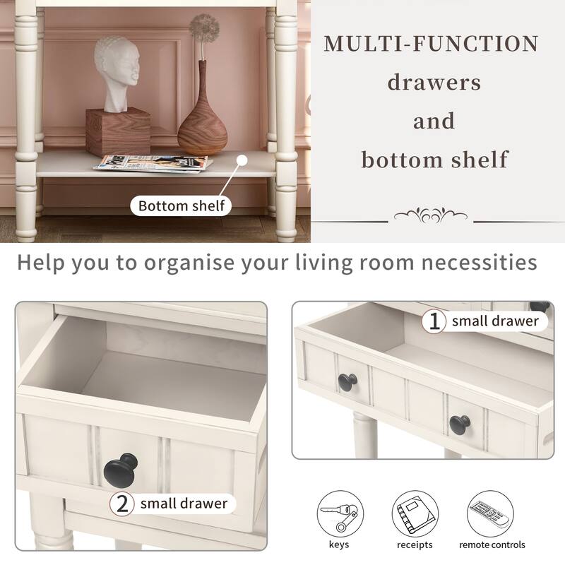 Narrow Console Table, Slim Sofa Table with Drawers for Living Room