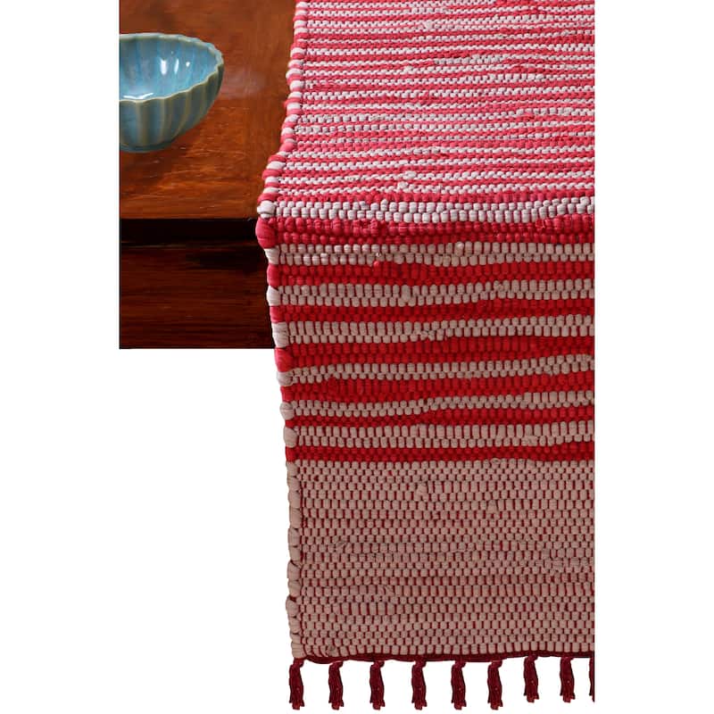 Handmade 100% Natural Cotton Chindi Tabletop Reversible & Washable, Table Runner | 15"x72" - 15''x72''