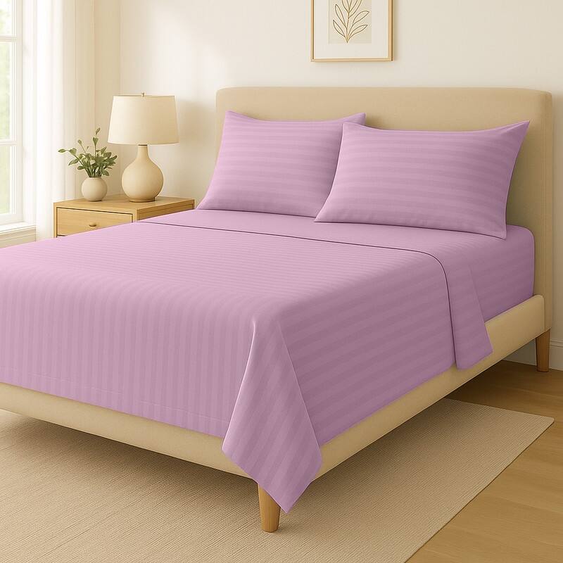 Premium Breathable Cotton Deep Pocket Sheet Set Hotel-Quality Comfort - Purple - King