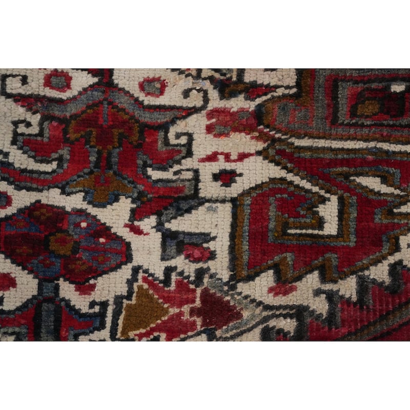 Hand Knotted Oriental 100% Wool Carpet Traditional Medallion Red Heriz Area Rug - 13' 2'' X 9' 11''
