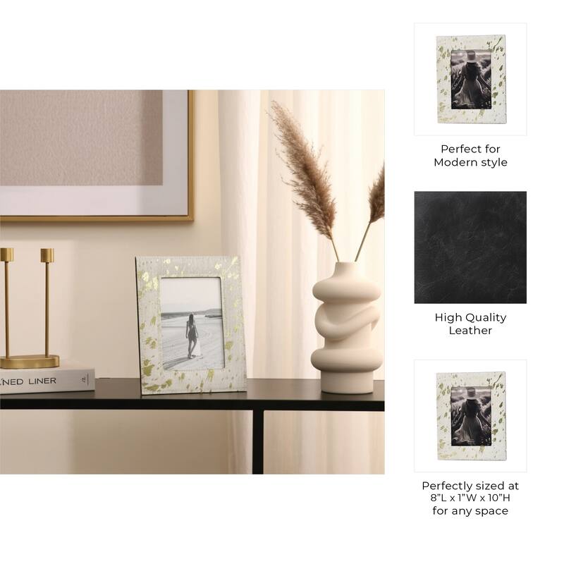Leather Picture Frame Modern Speckled Glam Decorative Accent