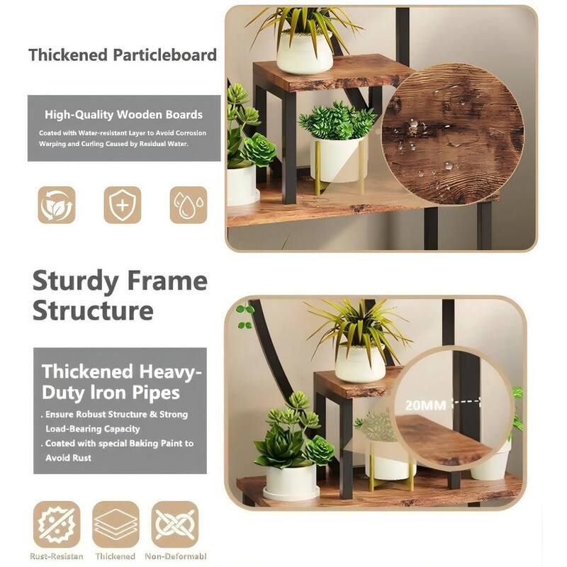 63"H 9 Tiered Indoor Plant Stand with Grow Lights