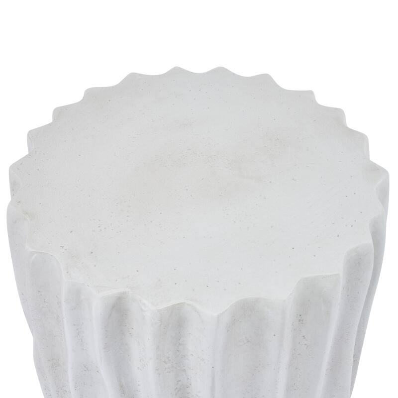 Christopher Knight Home - Ames 18.11"H Outdoor Modern Drum Shape MGO Side Table with Ribbed Surface Textured, Fully Assembled