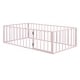 preview thumbnail 4 of 8, Pink Twin Size Metal Floor Bed Frame with Fence and Door for Kids, Boys and Girls, Bedroom