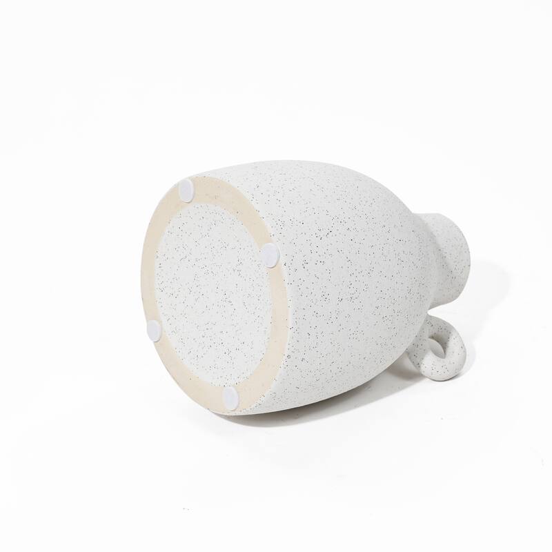 White and Black Speckled Ceramic Round Vase (Single)