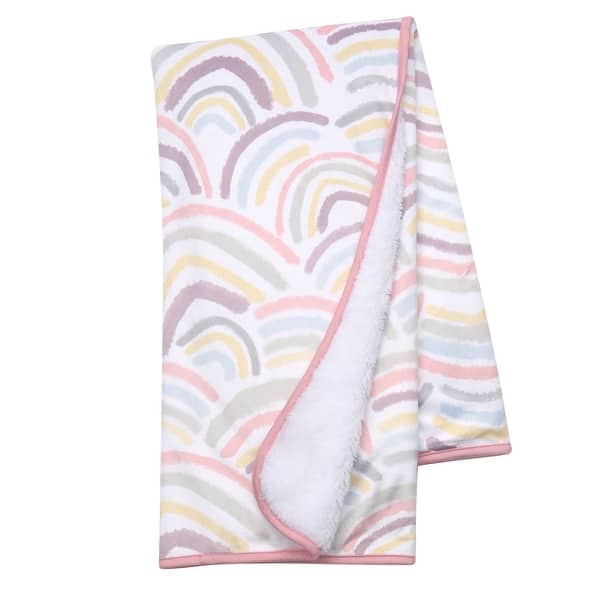 slide 2 of 5, Lambs & Ivy Signature Rainbow Minky/Faux Shearling Soft Fleece Baby Blanket