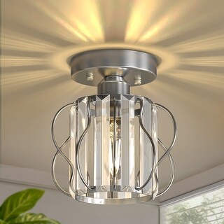 YANSUN Chrome Ceiling Light Mini Flush Mount Light Crystal Cage - Bed ...