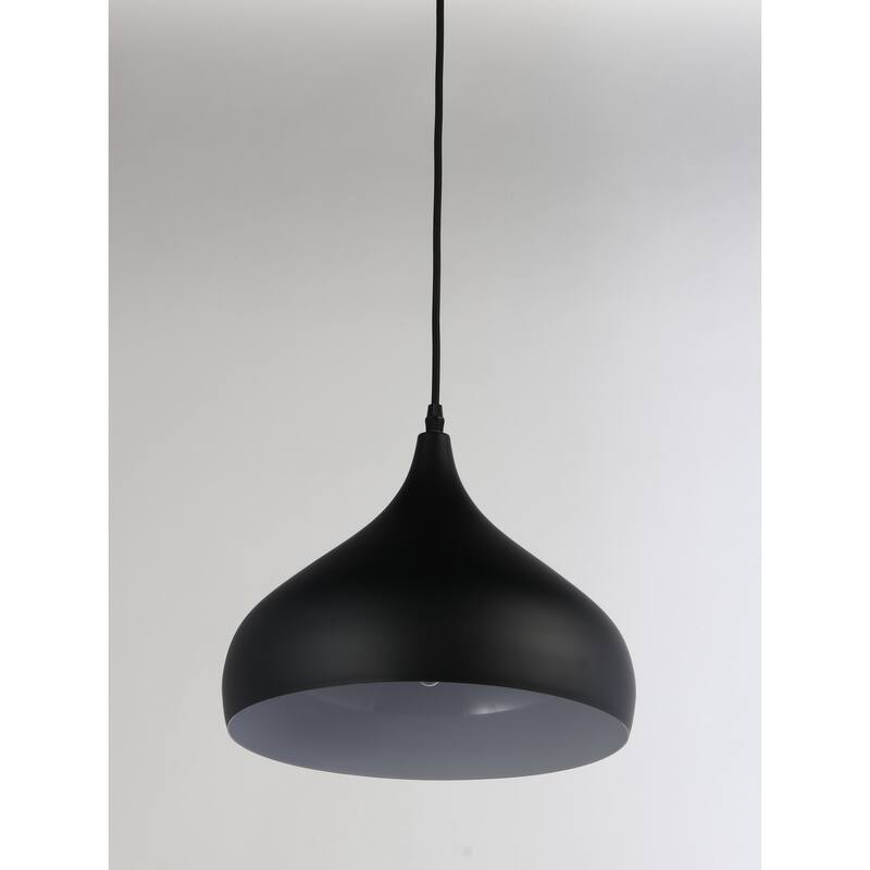 Modern Pendant Light 1-Light Black Hanging Fixture for Kitchen Island - 9.5