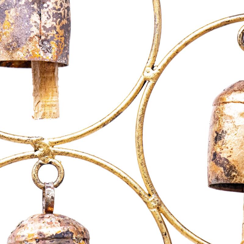 Handmade Handcast Recycled Iron Garden Chime with Seven Bells