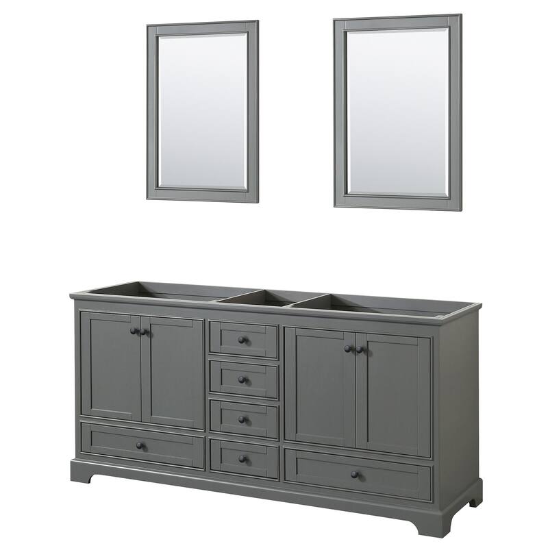 Wyndham Collection Deborah 71" Free Standing Double Wood Vanity - Dark Gray / Matte Black Hardware