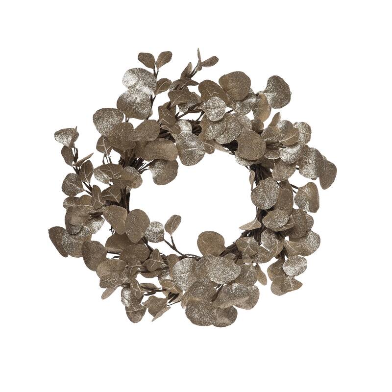 Transpac Foam 19.69 in. Gold Christmas Eucalyptus Wreath